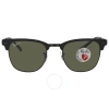 Ray Ban Clubmaster Metal Polarized Green Classic G-15 Unisex Sunglasses Rb3716 186/58 51 In Black / Green