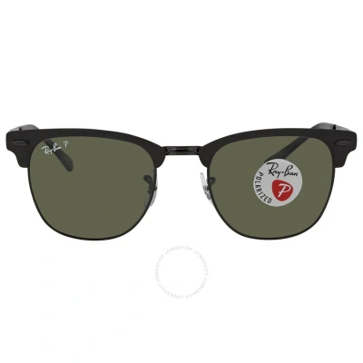 Ray Ban Clubmaster Metal Polarized Green Classic G-15 Unisex Sunglasses Rb3716 186/58 51 In Black / Green