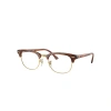 Ray Ban Eyeglasses Unisex Clubmaster Optics - Striped Brown Frame Clear Lenses Polarized 51-21 In Striped Brown