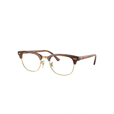 Ray Ban Eyeglasses Unisex Clubmaster Optics - Striped Brown Frame Clear Lenses Polarized 51-21