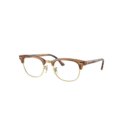 Ray Ban Eyeglasses Unisex Clubmaster Optics Limited - Havana Brown Frame Clear Lenses Polarized 51-21