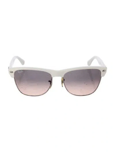 Pre-owned Ray Ban Clubmaster Oversized Wayfarer Sunglasses In White