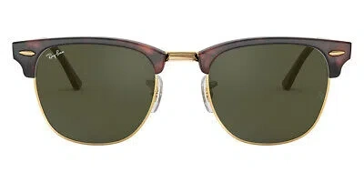 Pre-owned Ray Ban Ray-ban Clubmaster Rb3016 Sunglasses Tortoise On Gold Green 55mm
