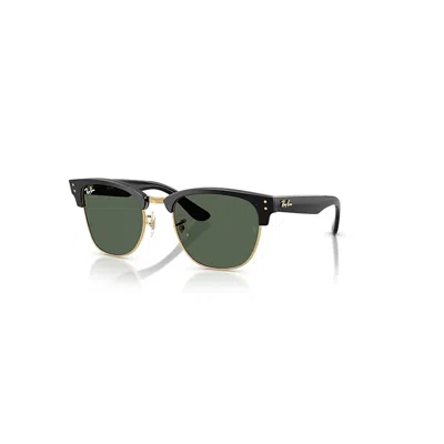 Ray Ban Clubmaster Reverse Sunglasses Black Frame Green Lenses 54-21 In Schwarz