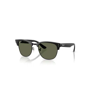 Ray Ban Clubmaster Reverse Sunglasses Black Frame Green Lenses Polarized 51-21 In Schwarz