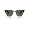 Ray Ban Clubmaster Reverse Sunglasses Black Frame Green Lenses 51-21 In Black