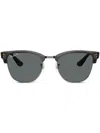 Ray Ban Clubmaster Reverse Sunglasses Transparent Dark Grey On Gunmetal Frame Grey Lenses Polarized 54-21 In Grey