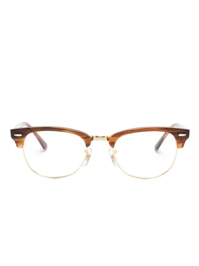 Ray Ban Clubmaster Square-frame Glasses In Brown