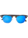 Ray Ban Clubmaster Flash Lenses Sunglasses Tortoise Frame Blue Lenses 51-21 In Blue