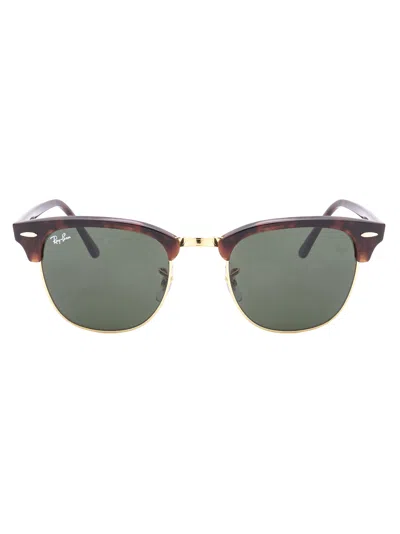 Ray Ban Clubmaster Sunglasses In W0366 Tortoise On Gold