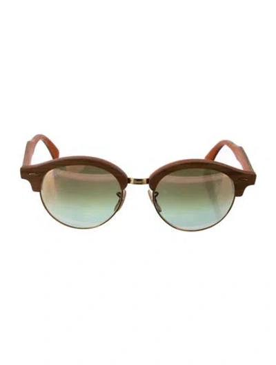 Pre-owned Ray Ban Clubround Wood Wayfarer Sunglasses In Multi