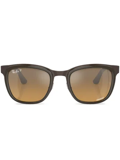 Ray Ban Clyde Round-frame Sunglasses In Brown