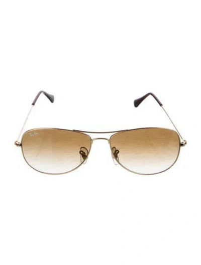 Pre-owned Ray Ban Cockpit Aviator Sunglasses In Gold
