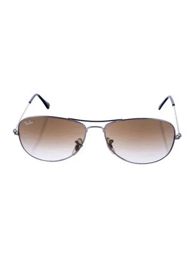 Pre-owned Ray Ban Cockpit Aviator Sunglasses In Silver