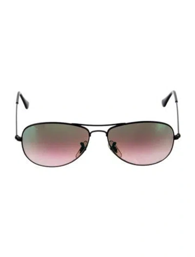 Pre-owned Ray Ban Cockpit Flash Lenses Aviator Sunglasses In Black