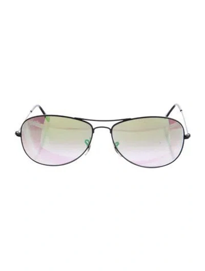 Pre-owned Ray Ban Cockpit Flash Lenses Aviator Sunglasses In Green