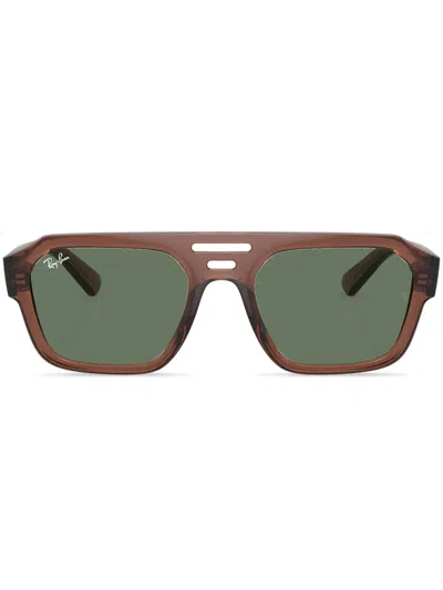Ray Ban Sunglasses Unisex Corrigan Bio-based - Transparent Brown Frame Green Lenses 54-20 In Red/green Solid
