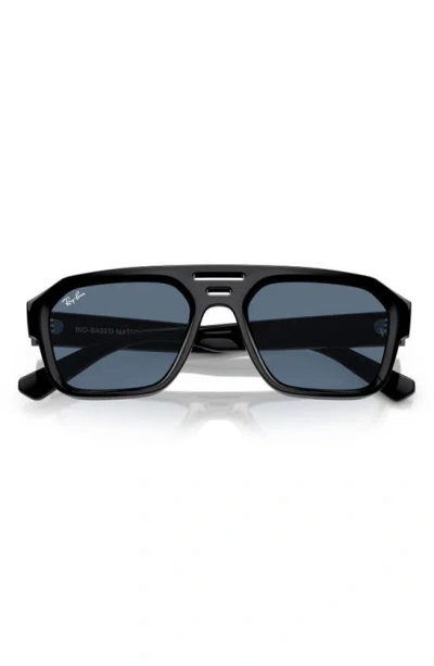 Ray Ban Corrigan Irregular 54mm Rectangular Sunglasses In Black Blue