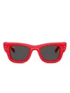 Ray Ban Crystal-embellished Square Sunglasses In Red