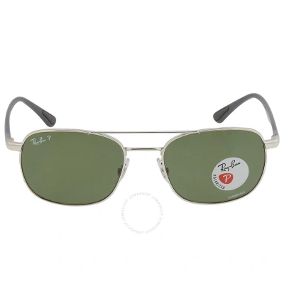 Ray Ban Dark Green Square Unisex Sunglasses 0rb3670ch 003/p1 54 In Dark / Green / Silver