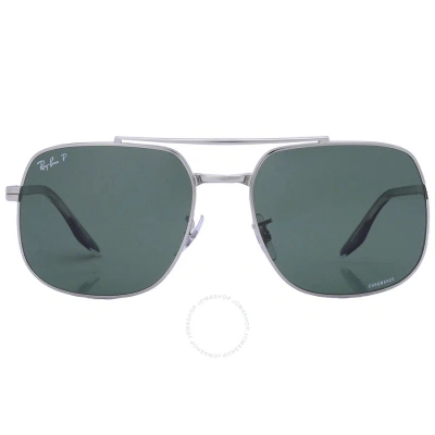 Ray Ban Dark Green Square Unisex Sunglasses Rb3699 003/p1 59 In Dark / Green / Silver