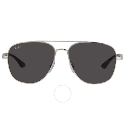 Ray Ban Dark Grey Aviator Unisex Sunglasses Rb3683 003/b1 56 In Dark / Grey / Silver