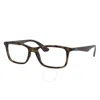 Ray Ban Demo Square Unisex Eyeglasses Rx7047 5573 54 In Tortoise