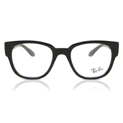 Ray Ban Demo Square Unisex Eyeglasses Rx7210 2000 52 In Black