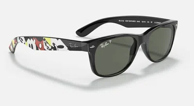 Pre-owned Ray Ban Ray-ban Disney Sunglasses Wayfarer Rb 2132 6446 55 Black W/polarized Lenses In Grey-green Polarized
