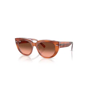 Ray Ban Doreen Sonnenbrillen Rot Havana Auf Transparent Multicolor Fassung Rosa Glas 49-20