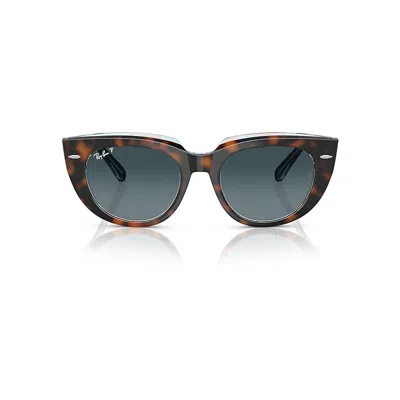 RAY BAN DOREEN SONNENBRILLEN DUNKEL HAVANA AUF TRANSPARENT MULTICOLOR FASSUNG BLAU GLAS POLARISIERT 52-20