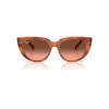 Ray Ban Doreen Sunglasses Red Havana On Transparent Multicolor Frame Pink Lenses 52-20 In Red Havana On Transparent Multicolor