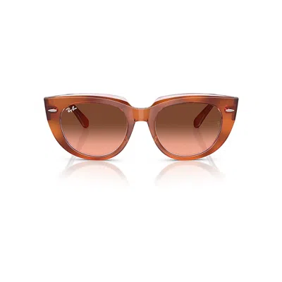 RAY BAN SUNGLASSES WOMAN DOREEN - RED HAVANA ON TRANSPARENT MULTICOLOUR FRAME PINK LENSES 52-20