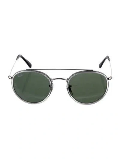 Pre-owned Ray Ban Double Bridge Round Sunglasses In Black