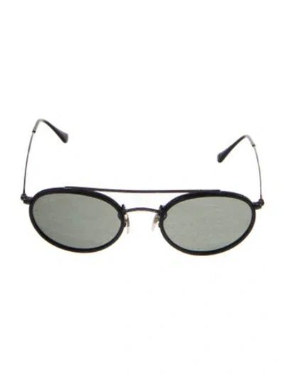 Pre-owned Ray Ban Double Bridge Round Sunglasses In Black