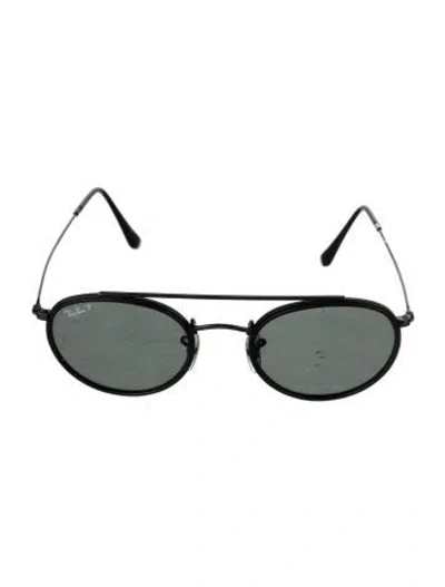 Pre-owned Ray Ban Double Bridge Round Sunglasses In Black