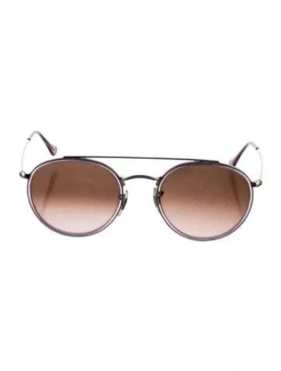 Pre-owned Ray Ban Double Bridge Round Sunglasses In Gold