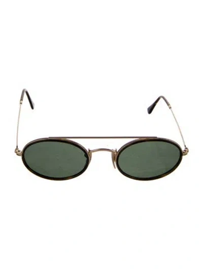 Pre-owned Ray Ban Double Bridge Round Sunglasses In Green