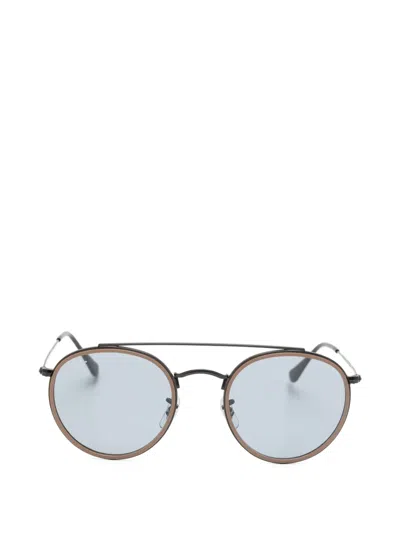 Ray Ban Double-bridge Round-frame Sunglasses In Black