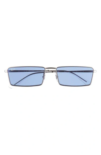 Ray Ban Emy 59mm Tinted Rectangular Sunglasses In Silver