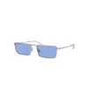 Ray Ban Sunglasses Unisex Emy Bio-based - Silver Frame Blue Lenses 56-17 In Silver