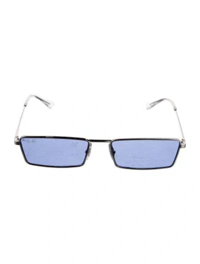 Pre-owned Ray Ban Emy Narrow Sunglasses In Silver