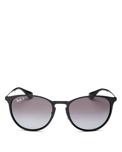 Ray Ban Ray-ban Erica Polarized Classic Round Sunglasses, 54mm In Shiny Black/light Gray