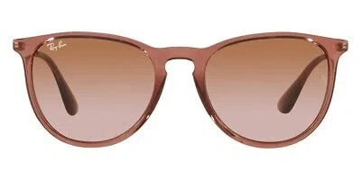 Pre-owned Ray Ban Ray-ban Erika 0rb4171 Sunglasses Women Brown Oval 54mm 100% Authentic In Gradient Brown