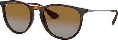 Pre-owned Ray Ban Ray-ban Erika Low Bridge Polarized Sunglasses, Light Havana, 54mm In Grey Brown