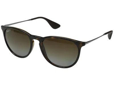 Ray Ban Erika Rb4171 Polarized Plastic Frame Fashion Sunglasses Havanna/gunmetal/brown Gradient: One Size In Black