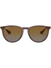 Ray Ban Erika Round-frame Sunglasses In Brown