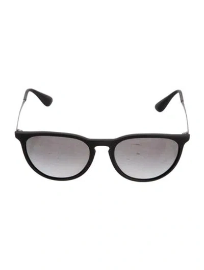 Pre-owned Ray Ban Erika Round Sunglasses In Black