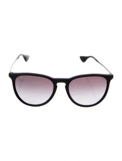 Pre-owned Ray Ban Erika Wayfarer Sunglasses In Black