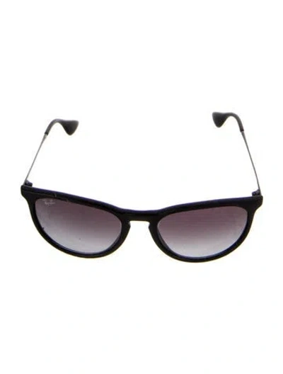 Pre-owned Ray Ban Erika Wayfarer Sunglasses In Black